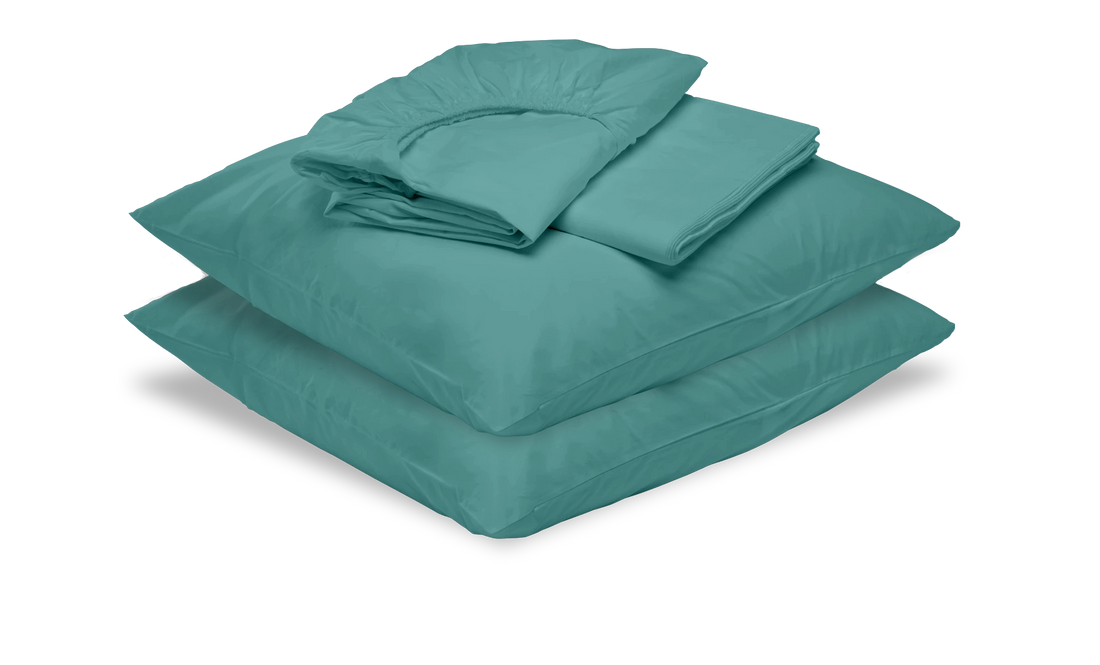 Parure de percale de coton Bleu paon